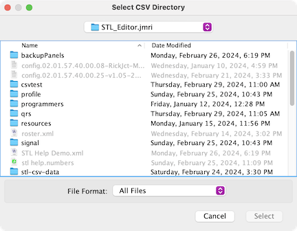 stl select import directory